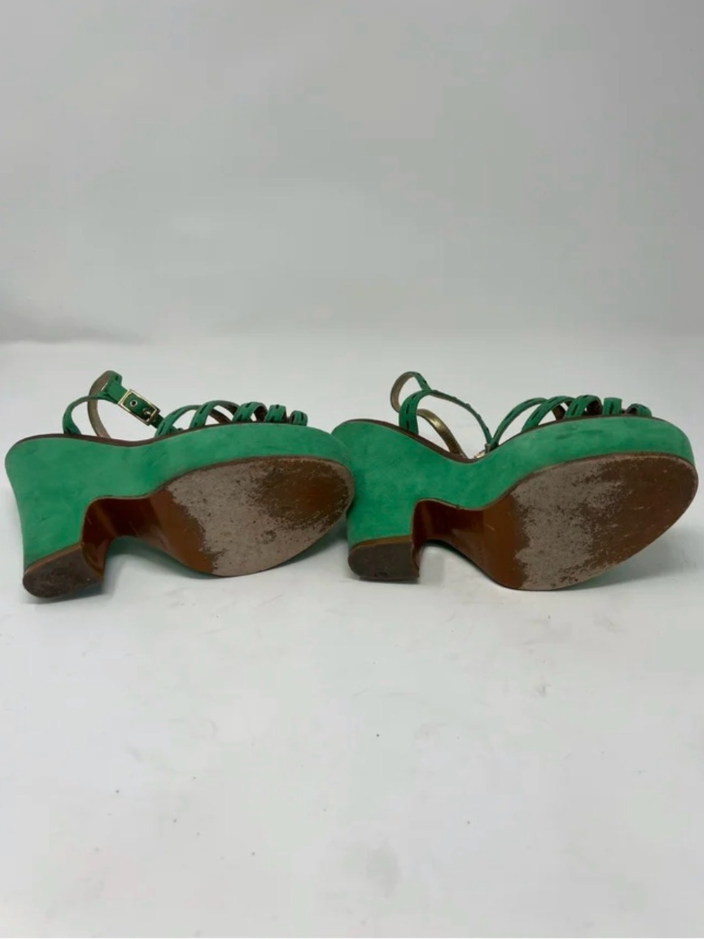 Marc Jacobs Emerald Green Suede Platform Sandals with Jewel Detail - Picture 11 of 13